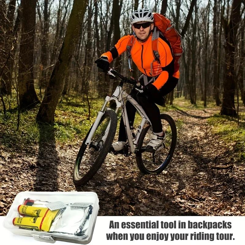32pcs Bike Tire Repair Kit - Bicycle Inner Tube Puncture Patch Set with Vulcanizing Patches for Road/Mountain Cycling