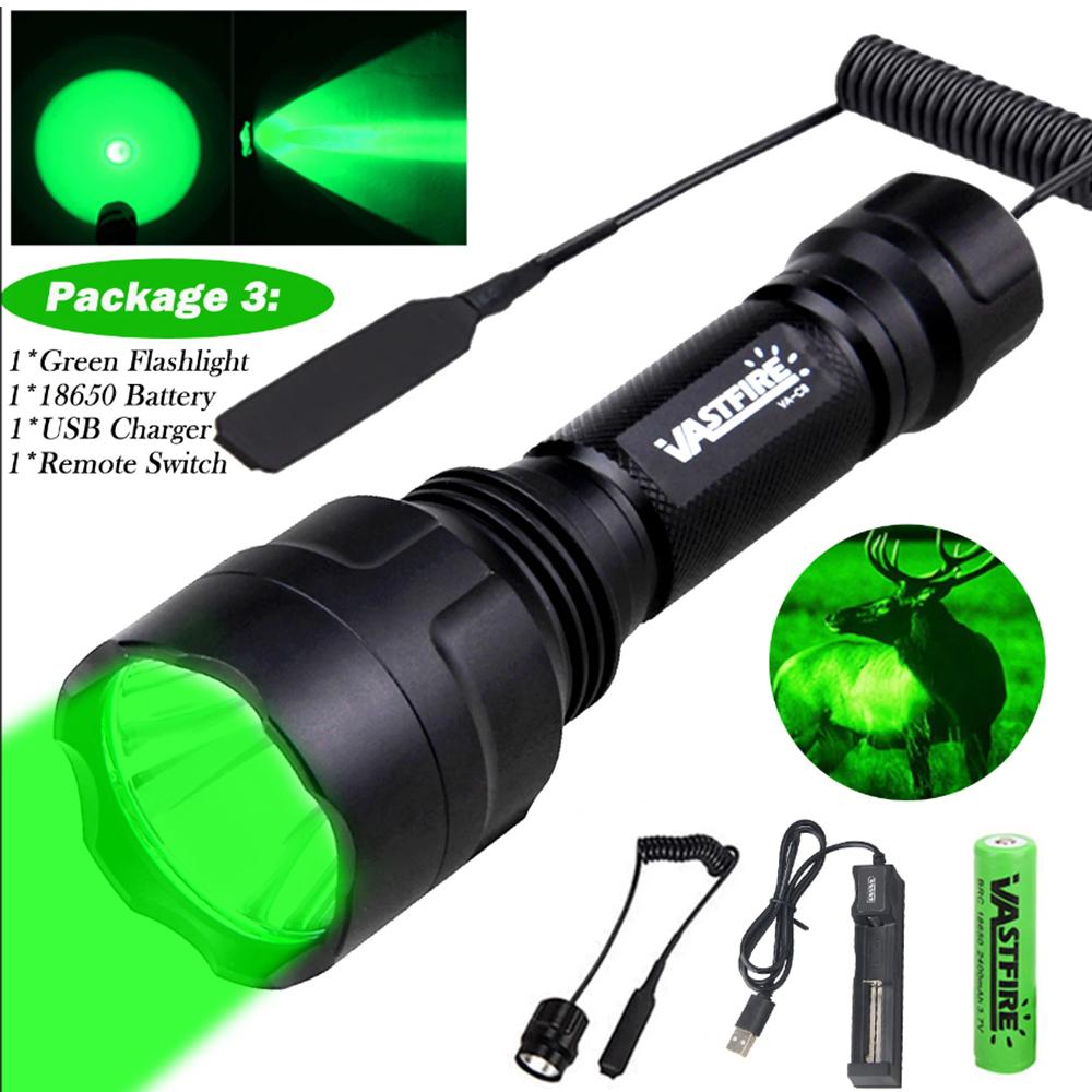 350 Yard Flashlight Red/White/Green Light with Remote Switch Ultra Effective Torch for Night Hunting Camping Tactical Lantern