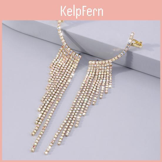 And Popular Earrings Simple Temperament Net Red Tassels Rhinestone Earrings Geometric Banquet Exaggerated Earrings