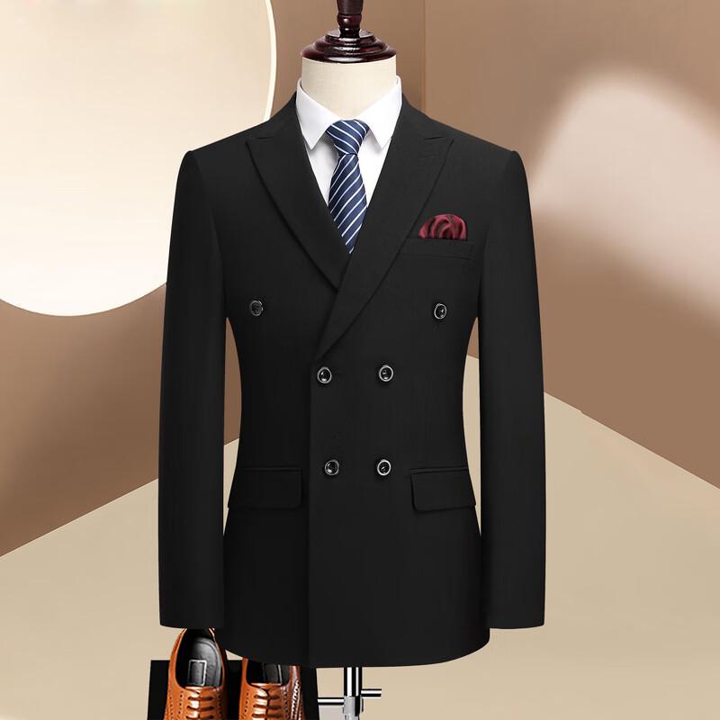 ROMON Men's Business Double-Breasted Suit Set