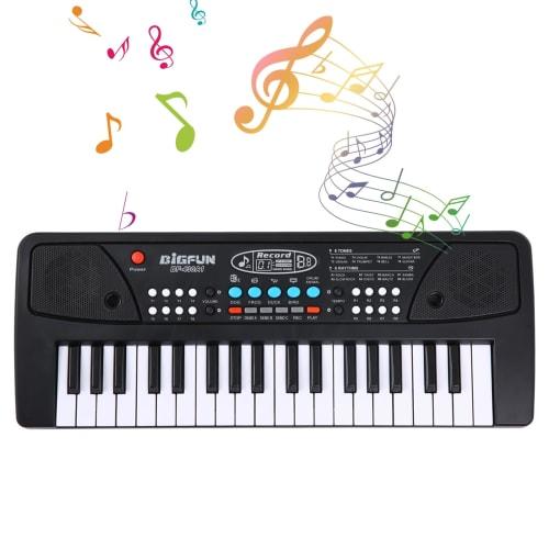 Btuty USB Electronic Organ, Electric Piano with Microphone, Black Digital Music Keyboard with Built-in Stereo Speaker, 16 Tones, 8 Rhythms, 6 Demo Son