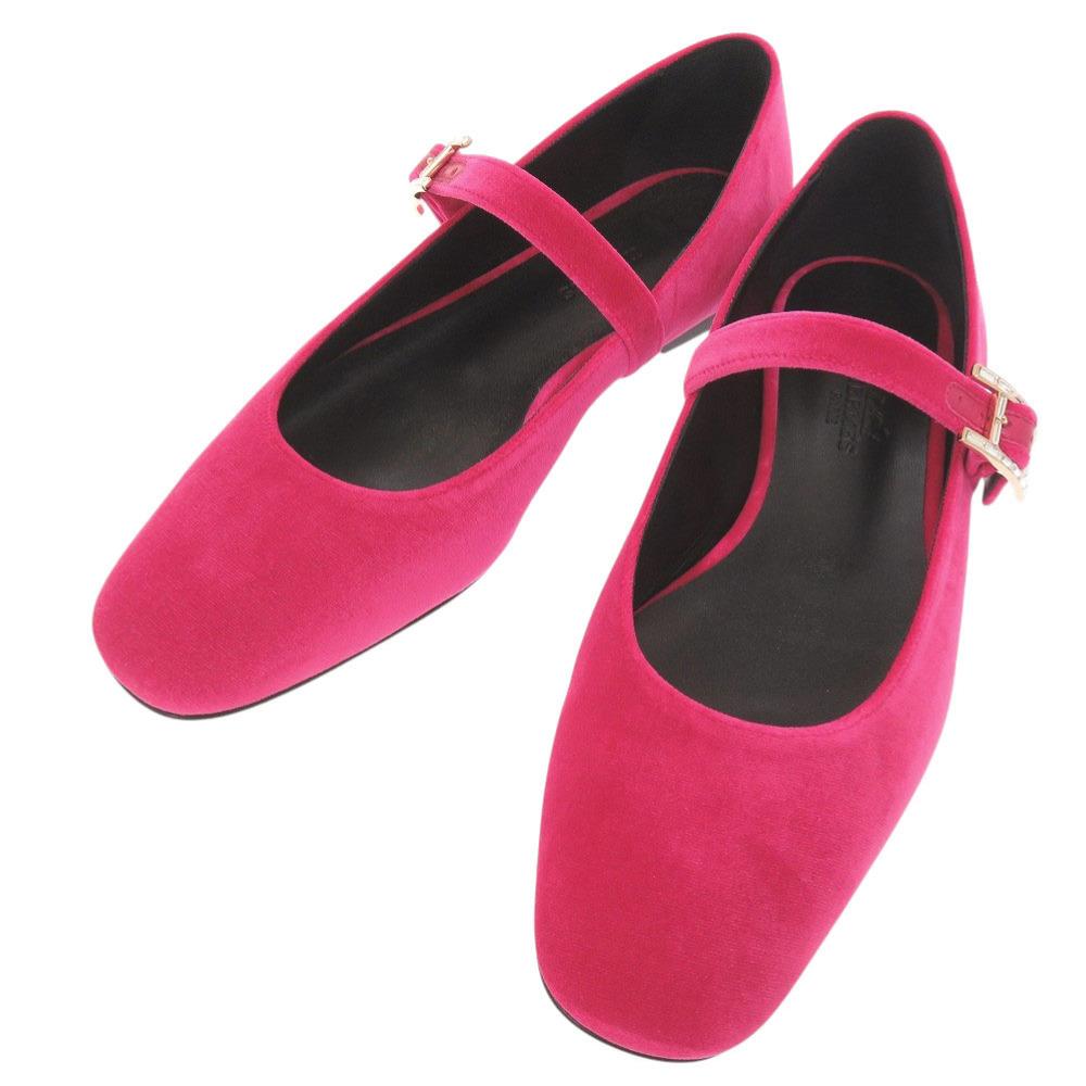 Used AUTHENTIC HERMES Ballet shoes Jane Fuchsia Velor