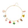 Alloy Metal Christmas Necklace Rhinestone Santa Claus Bracelet Holiday Accessories  For Women Girls