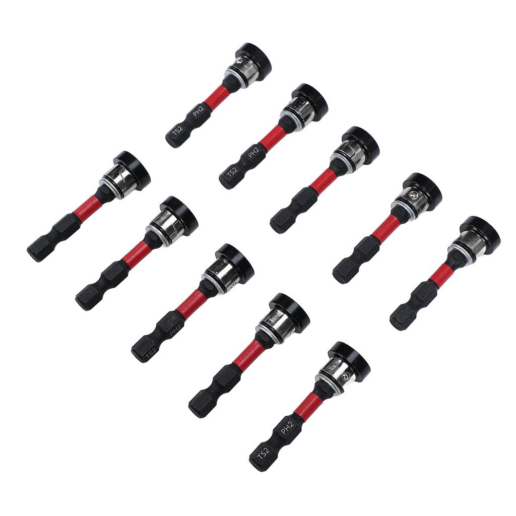 10 Piezas Broca Magnética para Fijar Tornillos PH2 Broca Magnética para Destornillador con Collar de Aluminio Extraíble