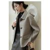 Fashionable and High-end Women's Short Woolen Coat with Horn Button and Long Sleeves, Perfect for Autumn and Winter