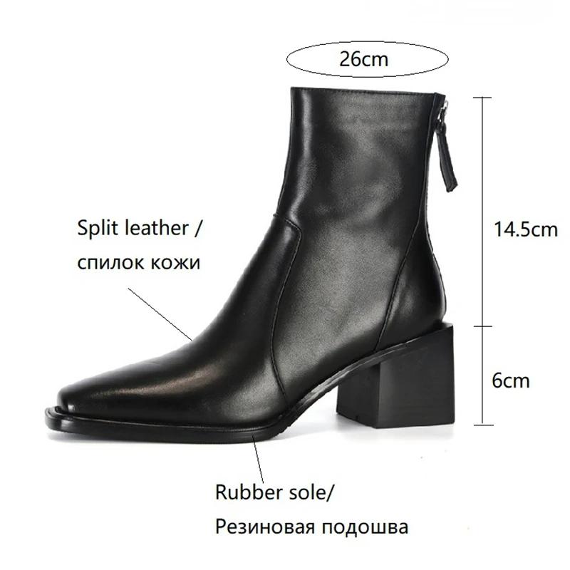 Móda NOVÉ Podzim/Zima Dámské Boty Boty z Pravé Kůže pro Ženy Čtvercová Špička Robustní Podpatek Boty Zip Kotníkové Boty Stručné Moderní Boty