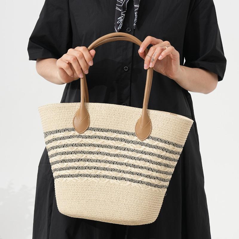 Neue Sommer Stroh-Umhängetasche mit großem Fassungsvermögen Damen Webtasche vielseitige Urlaubs-Tragetasche Gemüsekorb Handtasche