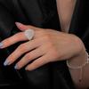 Silver Color Hollow Geometric Ball Cuff Ring for Women Girl Personality Simple Temperament Elegant Fashion Wedding Jewelry Gift