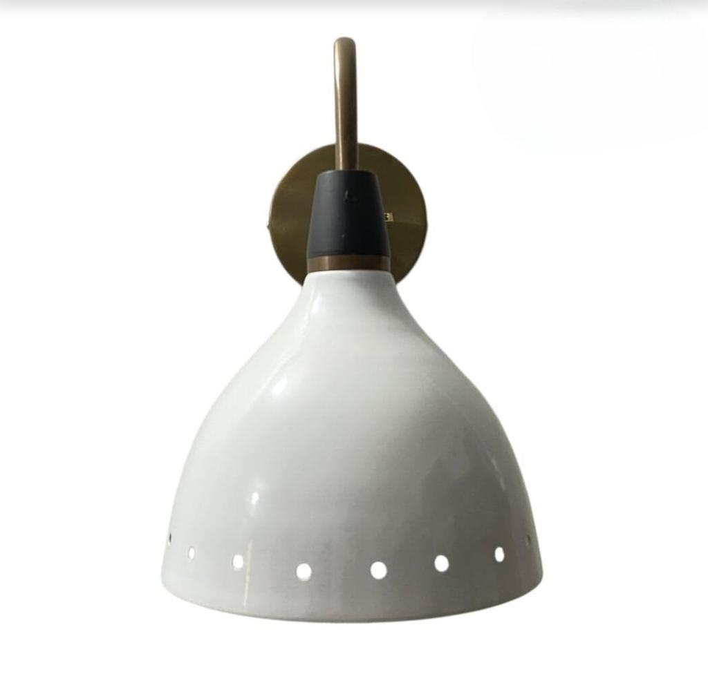 Mid Century Modern Brass Wall Sconce White Enamel Shade Light Adjustable Arm Bedside Lamp Vintage Style Wall Light Fixture Home Decor Lamp