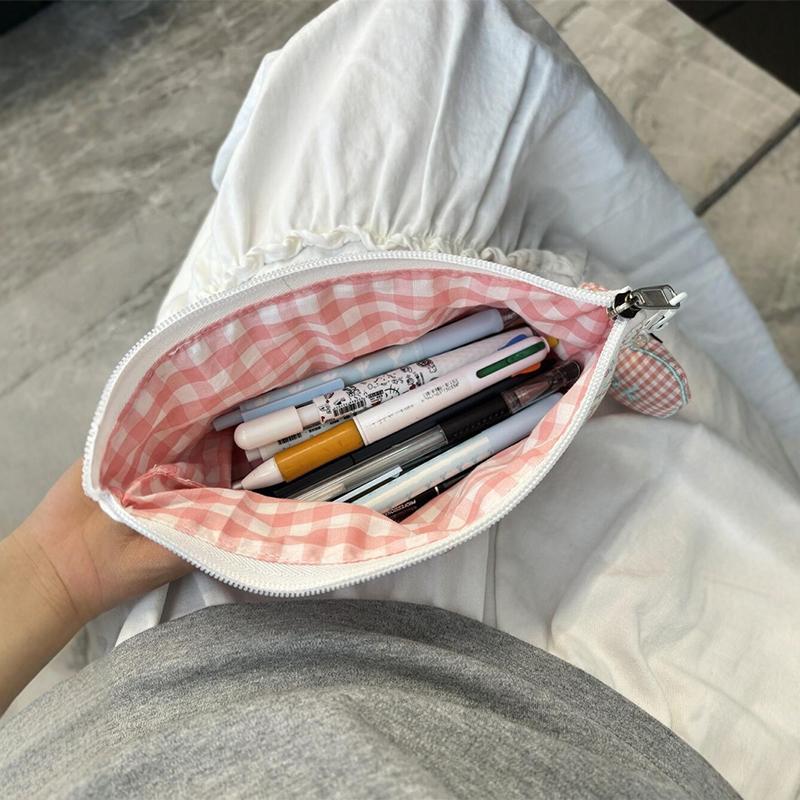 Fresh Lace Floral Design Pen Bag Large Capacity Multifunctional Stationery Bag Pencil Case Students Back To School