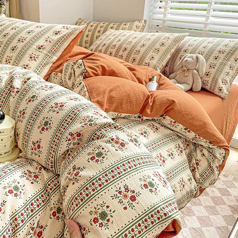 Idyllic Bedding Four-piece Set Skin-friendly Breathable Bed Sheet Quilt Cover Pillowcase