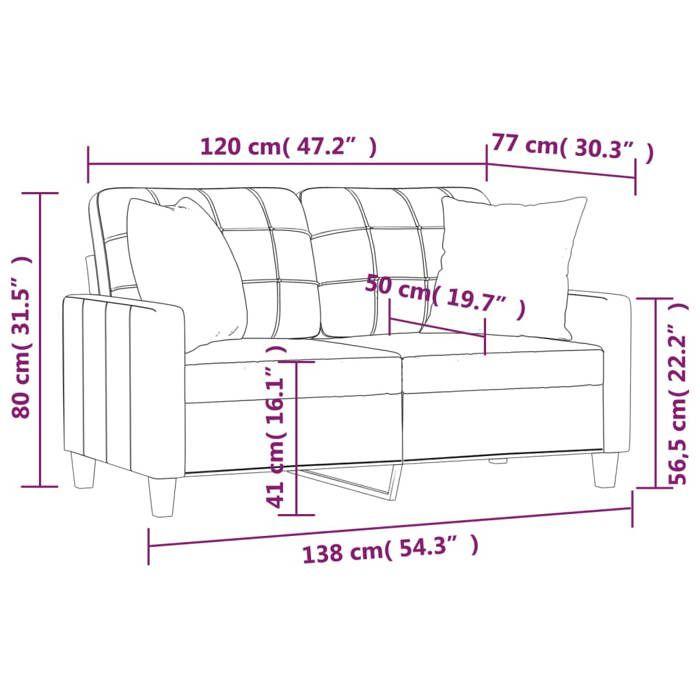 VidaXL Canapé 2 places avec oreillers décoratifs noir 120cm similicuir, canapé, causeuse, canapé de salon, canapés, canapé 3200798