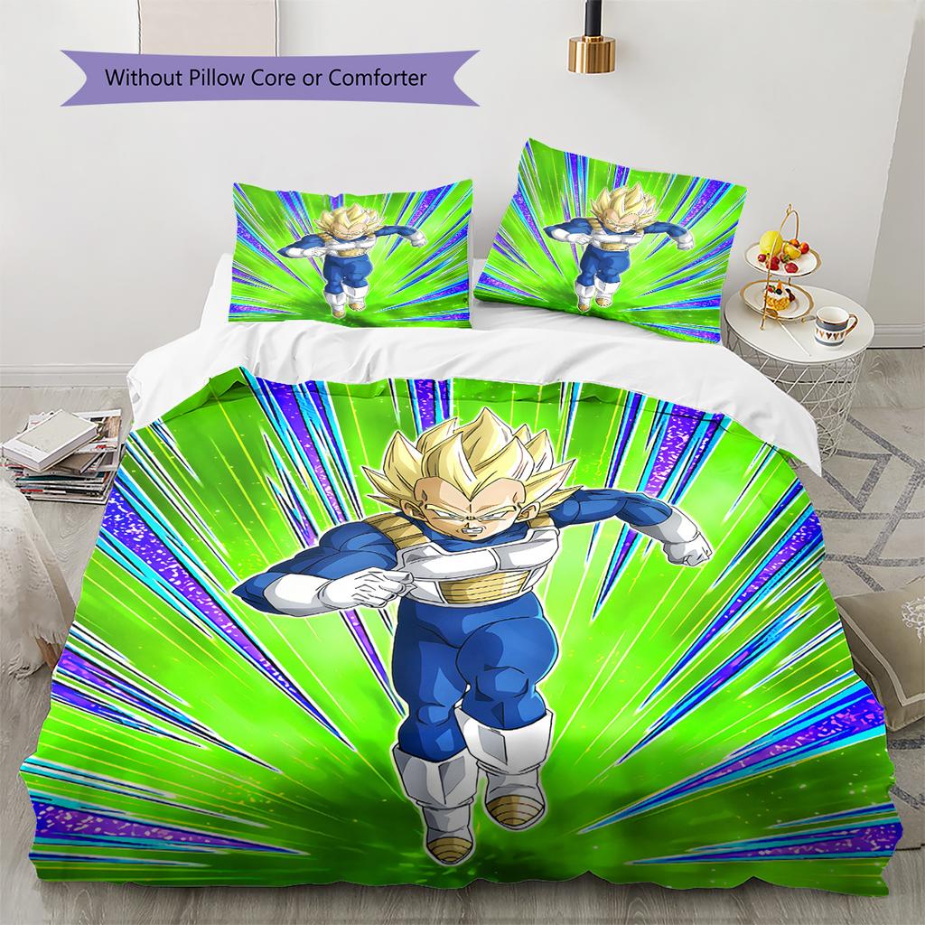 Biancheria da letto con motivo di personaggi di Dragon Ball Decorazione per la casa Regalo di compleanno (1 * copripiumino + 2 * federa, senza nucleo)