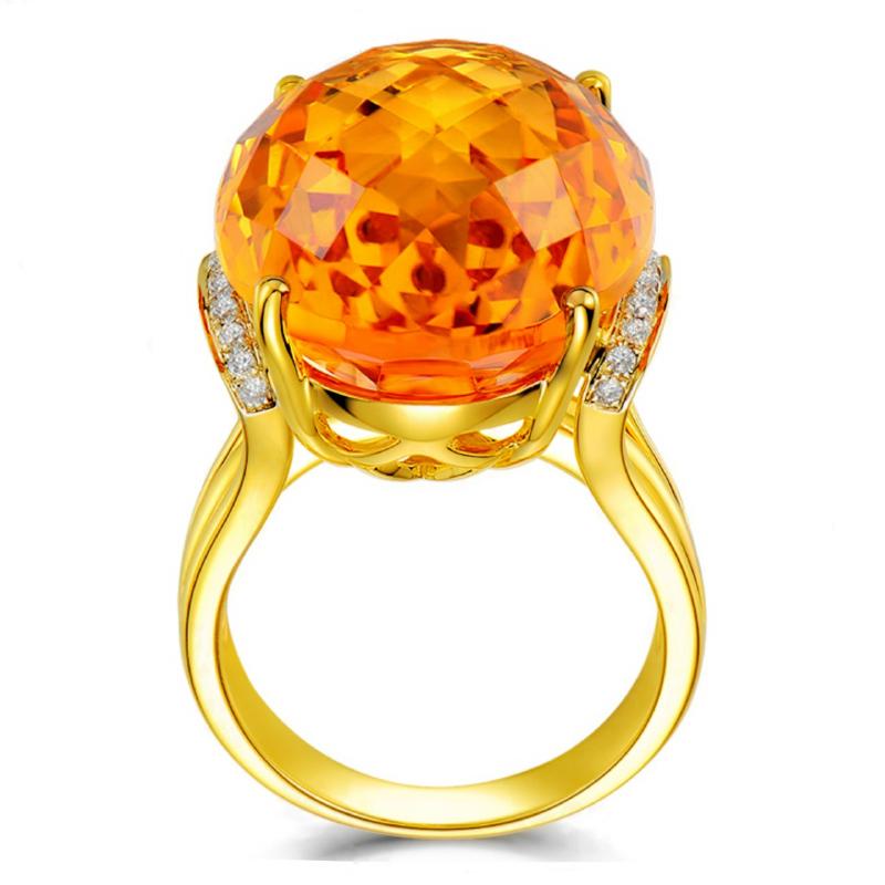 New In Classic Six Claw Inlay Shining Luxury Yellow Crystal Rings for Women Vintage Engagement Elegant Jewelry Gift