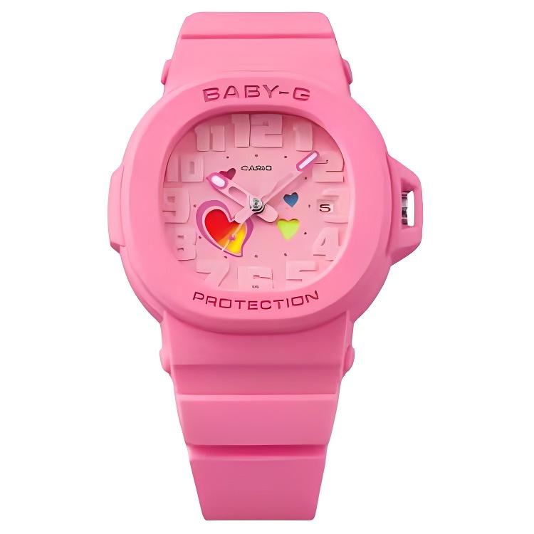 CASIO Naughty Heart Collection Quartz Movement Resin Strap Watch Unisex Pink Watch Dial BGA-10-4A Pink Watch Dial