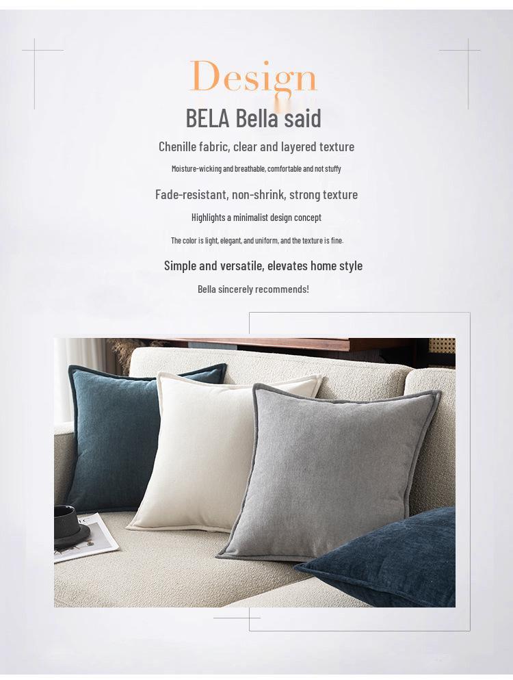 Chenille Large Back Cushion Cover - Luxurious Sofa or Bedside Pillow (Insert Not Included)