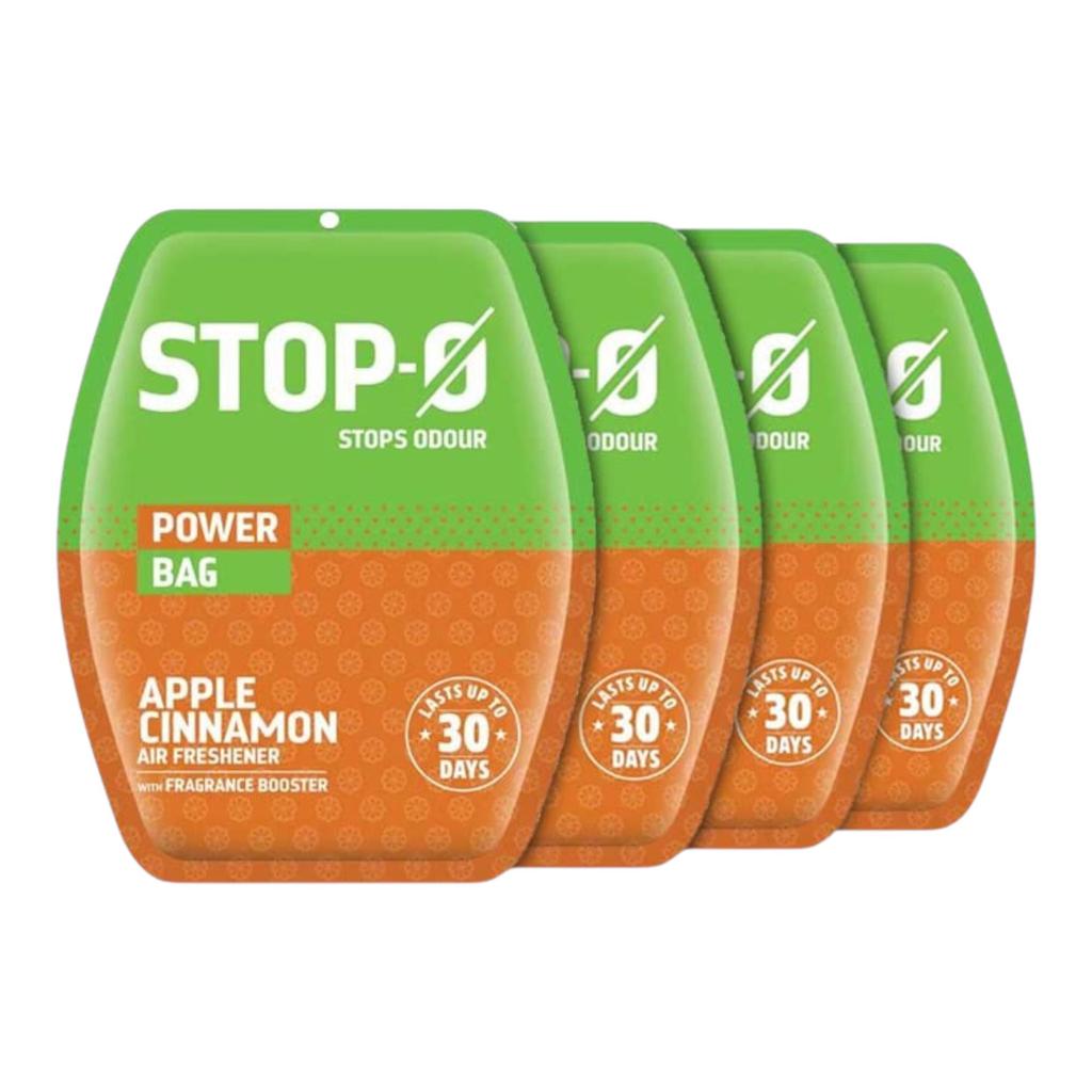 Stop-O Power Bag (Apple Cinnamon) Bathroom Air Freshener 10Gx4 Combo Pack Long-Lasting Gel Freshener Lasts Up To 30 Days