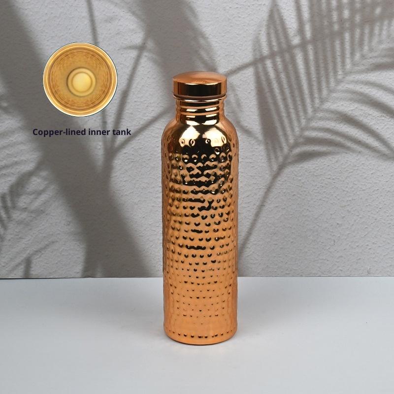 Heiß 800ML Kupfer Trinkflasche Hämmer Muster Auslaufsicher Sport Wasserflasche Outdoor Radfahren Fitnessstudio Fitness Reise Trinkbecher li