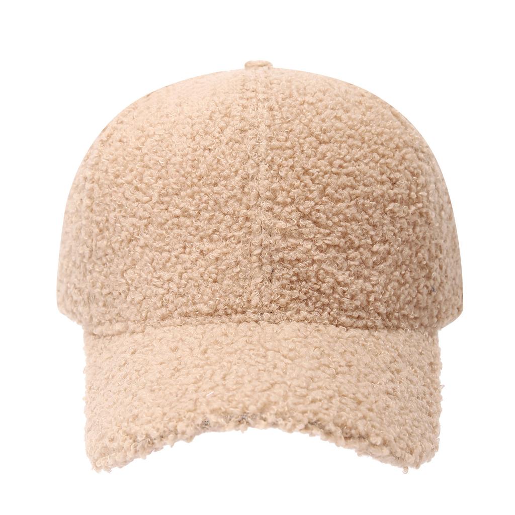 Solid Color Thickened Lamb Wool Baseball Cap Outdoor Cold-resistant, Warm and Windproof Korean Version of Men's and Women's Versatile Cap