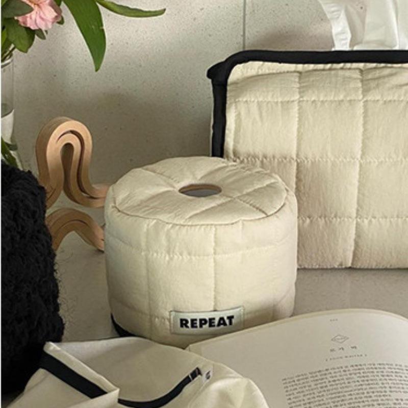 Tissue Paper Storage Box Space-Saving Round Square Roll Paper Tissue Case Table Decor Tissue Bag Living Room Storage Napkin