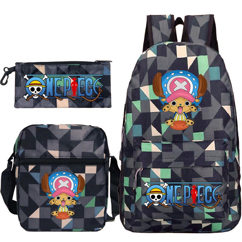 Cartoon Printed Teen Backpack Men's and Women's Student School Bag Three-piece Combination