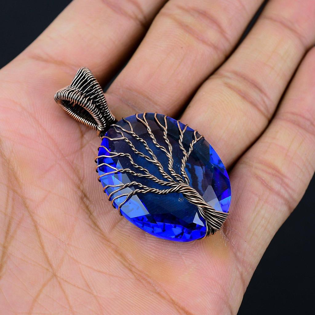 Árbol de la vida, tanzanita, piedra preciosa, alambre de cobre, colgante, regalo de joyería para ella