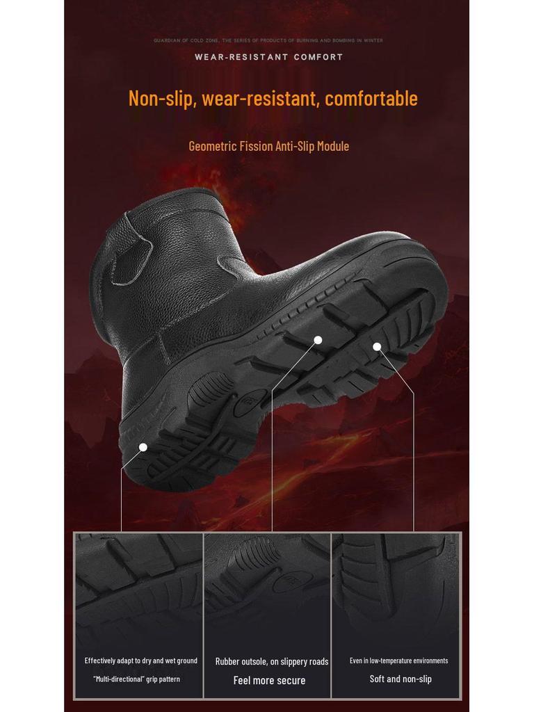 Northeast Men's Waterproof Sheepskin Wool Winter Boots - Thick, Warm, Genuine Leather, Cold-Proof Short Boots.