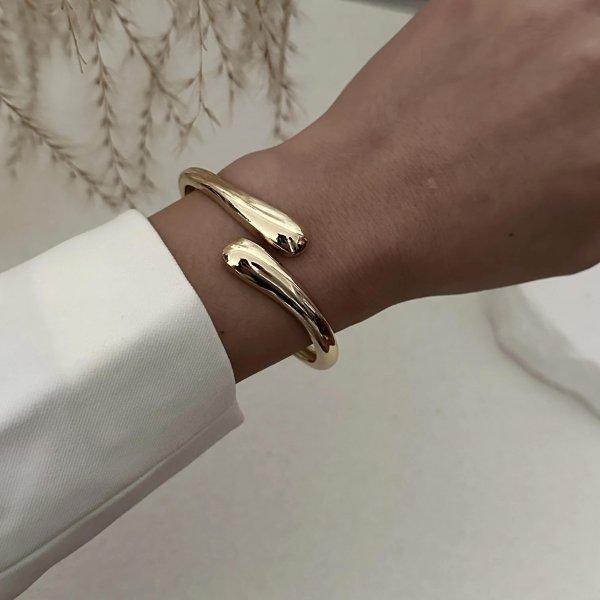 Vintage Hip Hop Metall Glatt Unregelmäßig Federarmband für Damen Übertrieben Geometrisch Klobig Breit Manschettenarmreif Punk Schmuck Geschenk