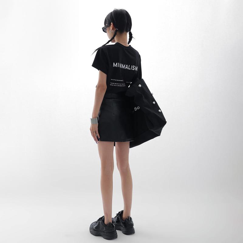 Black PU Leather Mini Skirt Women Side Zipper High Waist Sexy Package Hip Skirt Y2K Street Fashion