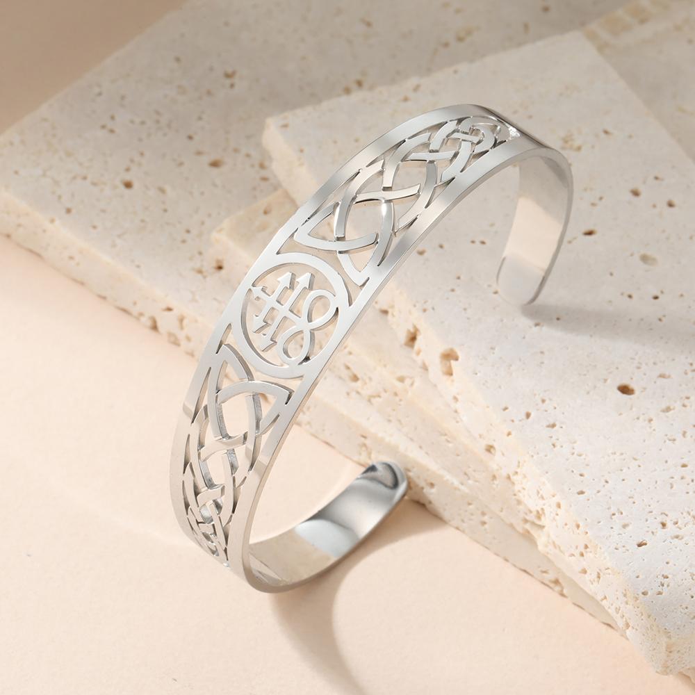 Dawapara Leviathan Cross Adjustable Cuff Bangle Celtics Knot Religious Seal Lorraine Cross Bracelet Stainless Steel Jewelry