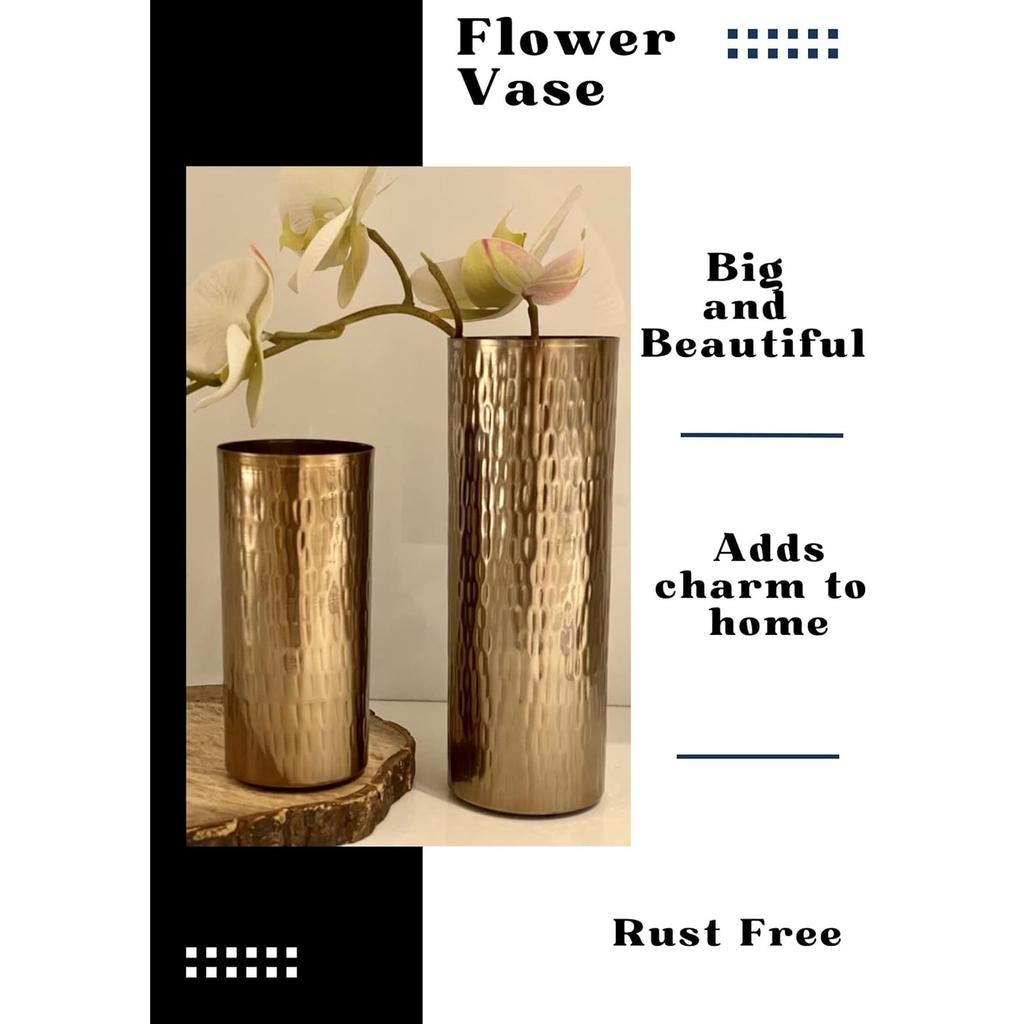 Vase für Wohnzimmer | Metallvase für Heimdeko | Blumenvase Vintage Antik Dekor | Tisch Gold Blumenvase für Heimdekoration