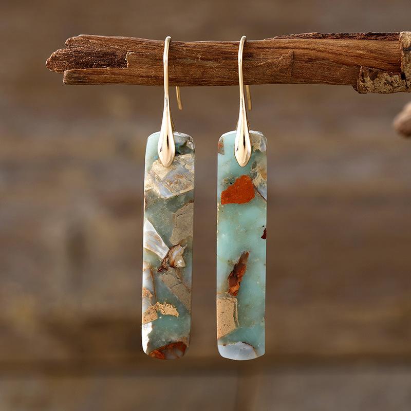 Luxury New High Quality Bohemian Natural Stone Geometric Earrings Earrings Light Luxury Xiyin, Popular Jewelry