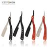 CESTOMEN Professional Folding Men Shaving Straight Razor Black Wooden Handle Straight Razor Holder Beard Shaving Tools