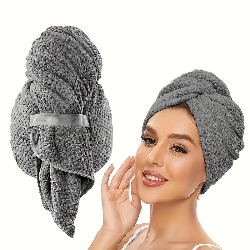 Damen Schnelltrocknende Haarhandtuch-Kappe, Hochabsorbierender Polyester-Haarturban für Lockiges Langes Dickes Haar, Feuchtigkeitsableitendes Haarwickeltuch zum Trocknen der Haare