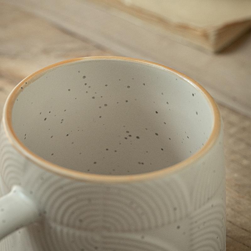 Design Sense Ceramic Cup Relief Sesame Glaze Coffee Cup Niche Personality