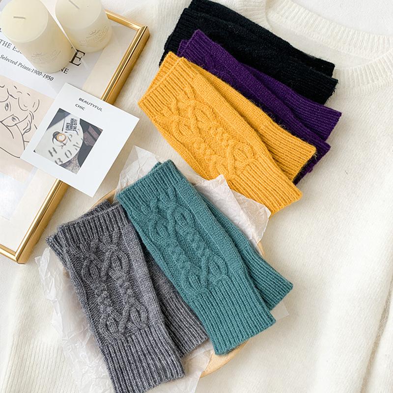 1 Pair Fashion Women Soft Cashmere Fingerless Arm Warm Winter Gloves Hand Long Warmer Mittens