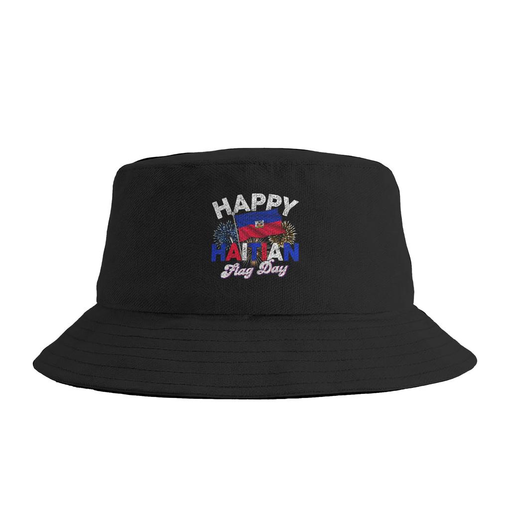 Happy Haitian Flag Day Cool Haiti Flag Map Haitian Pride Bucket Hat Summer  Retro FisherUnisex Hats For Unisex Women Breathable Caps