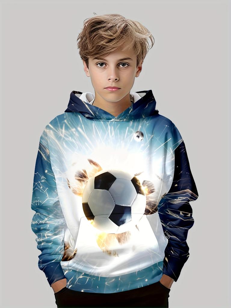 Kids Clothes Boys Hoodies Long Sleeve 3D Football Print Children Spring Fall Clothes Casual Outdoor Active Boys Clothing Tops