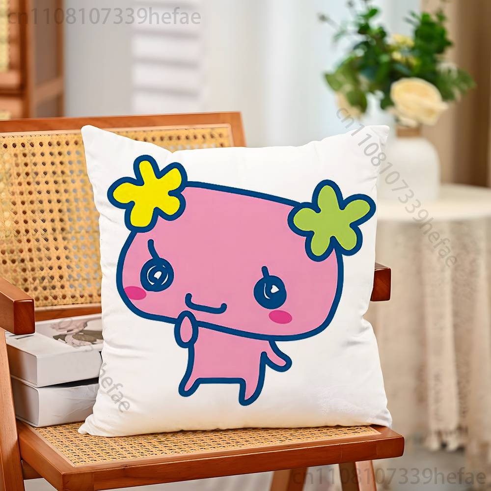 TTamagotchi MMametchi Funny Pillow Case Antidustmite Pillowcase Invisible Zipper Silky Short Plush Sofa Cushion Cover