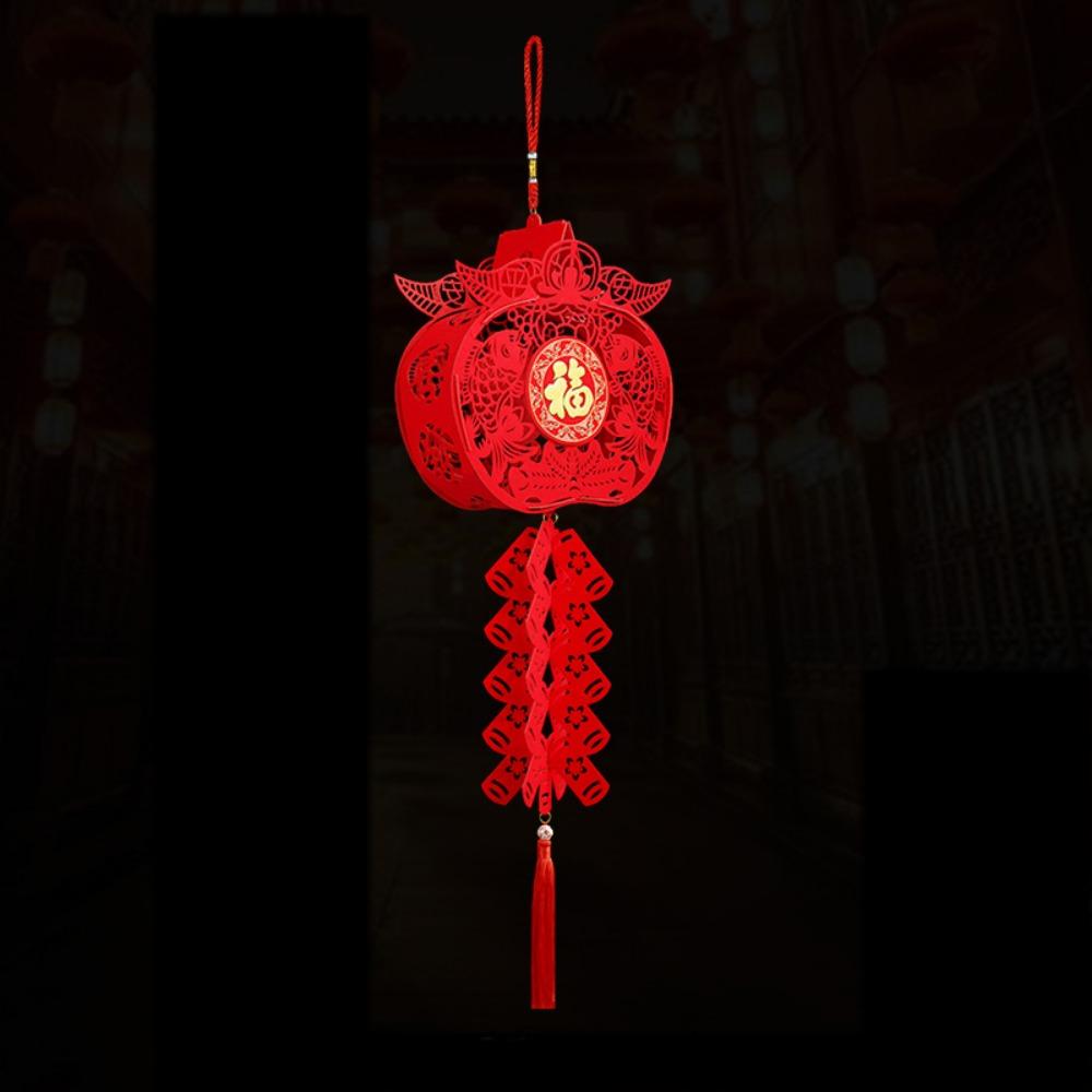 DIY Felt Red Lantern 3D FU Character Lantern Decorative Spring Festival Lantern  New Year