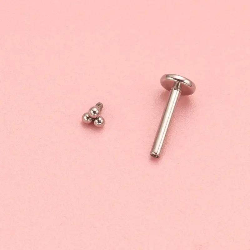 1/10 Stück ASTM F136 Titan 16G Mini 3-Kugel-Cluster Labret Lippenpiercing Tragus Knorpel Helix Conch Ohrstecker Nasenpiercing
