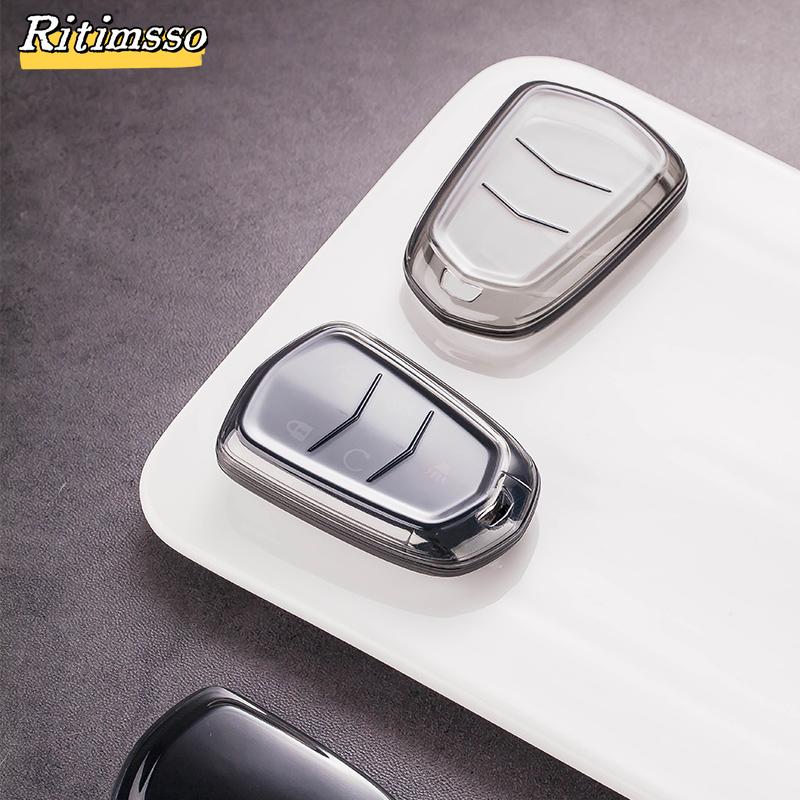 Car Key Shell Case Cover For Cadillac Ats Ct6 Cts Dts Xt5 Escalade Esv Srx Sts Xts Elr 2014 - Remote Key Holder Keychain