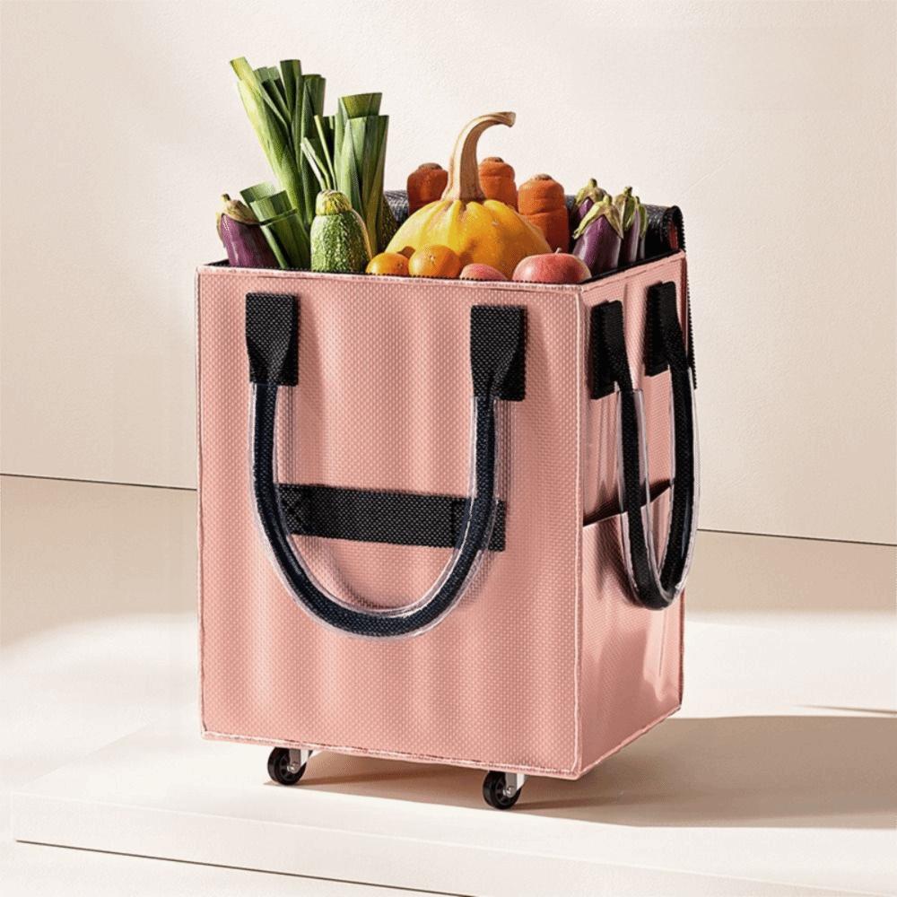 Long Handheld Roller Skating Shopping Bag Foldable Portable Shopping Trolley Large Capacity Lightweight Pull Cart with Wheels