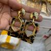 Wran Retro Leopard Print Earrings Women'S Personality Exaggerated Design Earrings Fashion Versatile Earrings