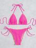 Micro Bikini Sexy Women Swimsuit Female Swimwear Pink Ribbed Bikini Set Swimming Suit Beachwear Bathing Suits Biquini