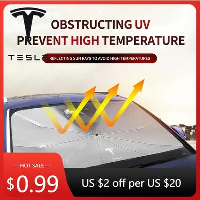 Car Sticker Car Interior Front Windshield Sunscreen Sunshade For Tesla Model 3 2021 X Y Style Roadster Invader Coil Mod WY