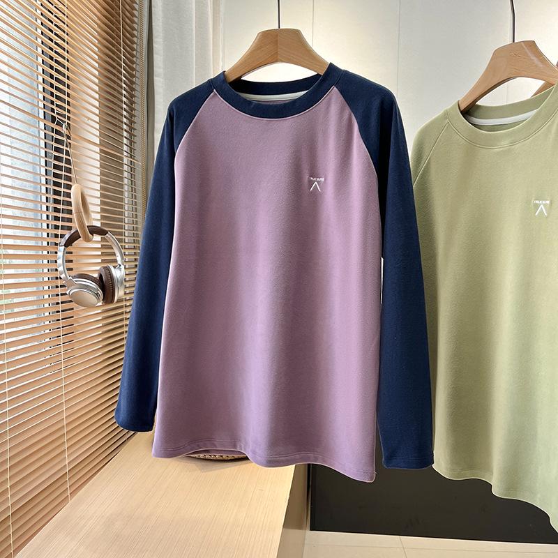 

Unisex Outdoor Lightweight Color-Block Patchwork Round Neck Long Sleeve Fleece Base Layer T-Shirt Extra Large