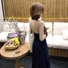 French Neck-hanging Waist Floral Suspender Dress Women's Summer Niche Design Sense Spice Girl Lace Splicing Coffee Break Dress