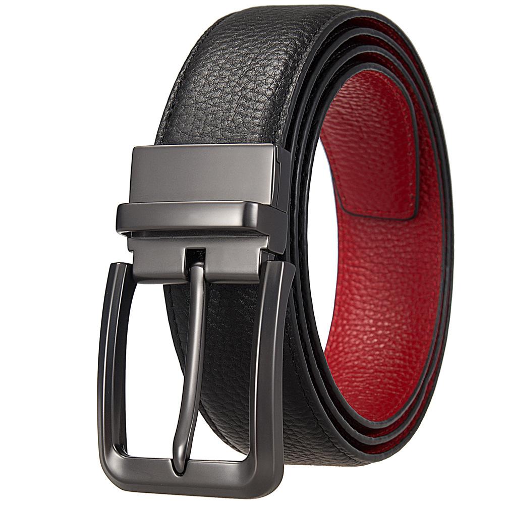 Fashion Perforated Belt, First Layer Cowhide Belt, Business Men'S Pin Buckle Belt Ly35-25943-5