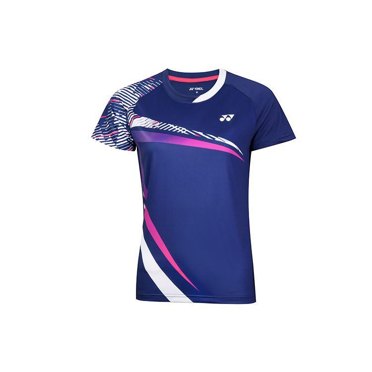 YONEX Color Block Quick Dry Breathable Badminton Sports Raglan Sleeve T-Shirt Women Tops Navy-Blue 210181BCR-629
